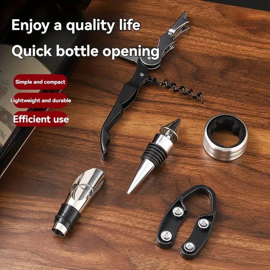 Premium Wine Tool Kit - 5-Piece Set with Corkscrew & Accessories, Perfect for Gifts, Travel & Home Bars home bar bartender set Peaceful Pleasures Health and Wellness