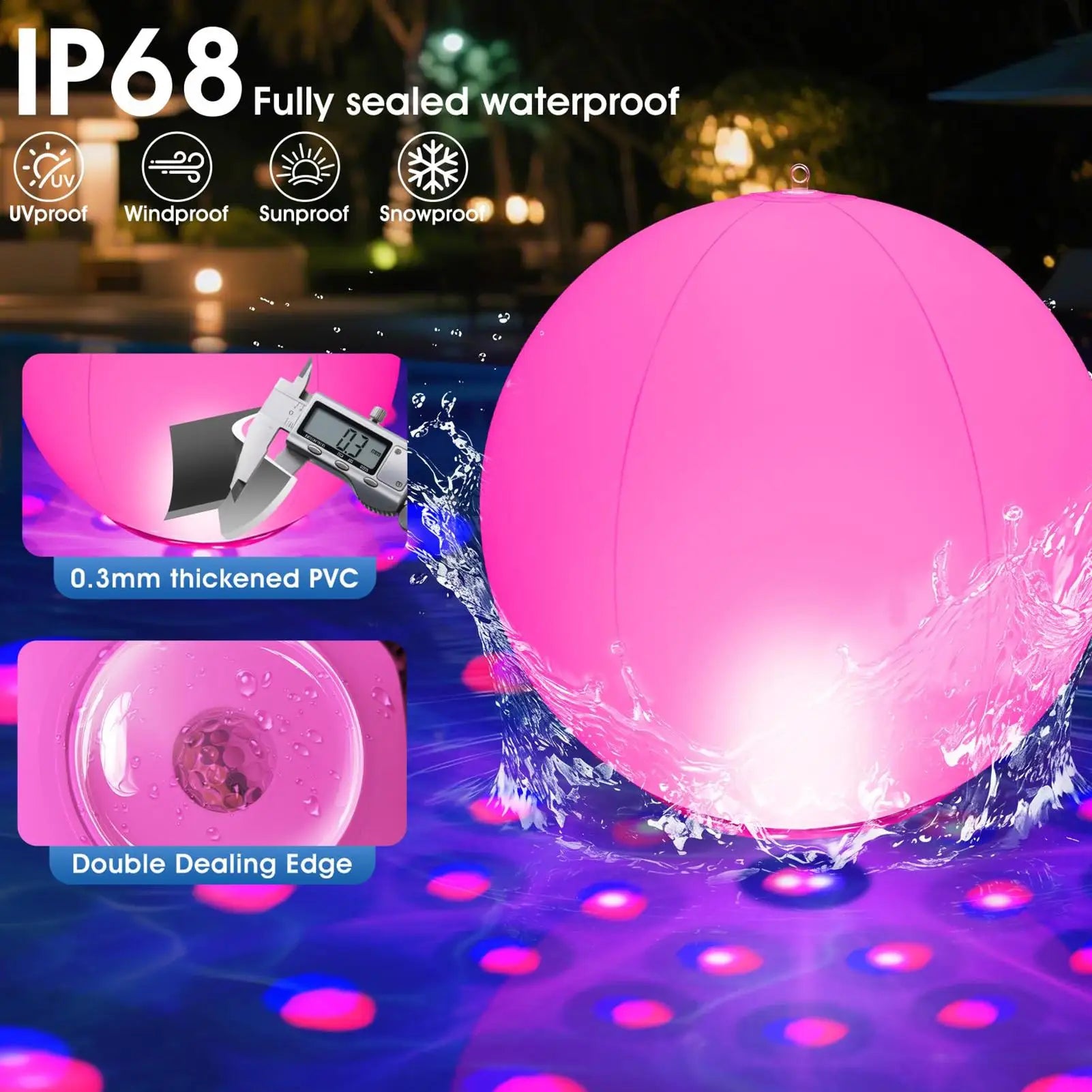 Light Up Beach Balls 40cm Inflatable with Remote Control Waterproof LED Toy for Family Party Swimming Summer Night Outdoor Peaceful Pleasures Health and Wellness