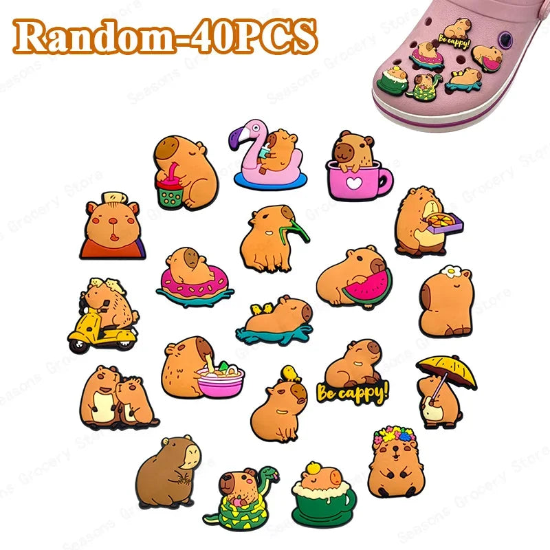 Cute Capybara Shoe Charms – PVC Animal Pins for Kids & Adults