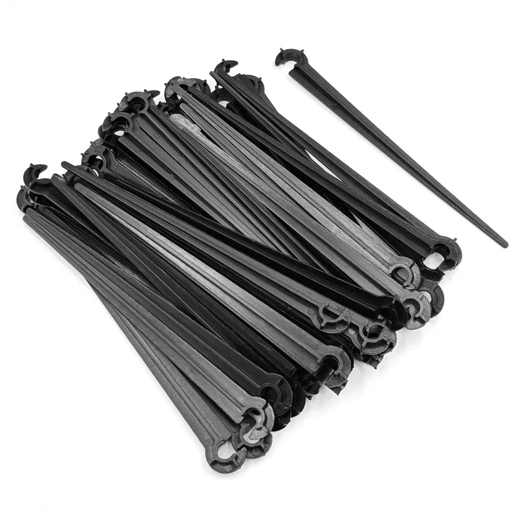 50Pcs Irrigation Drip Support Stakes C- Shape Fixed Stems Holder Bracket for 4/7mm Drip Irrigation Pipe Inserting Ground Peaceful Pleasures Health and Wellness