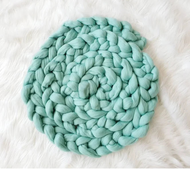 18 micron Chunky merino braid, 2M braid basket filler newborn photography props ニューボーンフォト신생아 사진 newborn acessórios fotografia Peaceful Pleasures Health and Wellness lt green (2M)