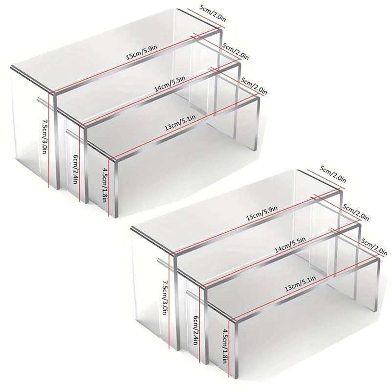 Acrylic Display Risers Set of 3 | Rectangular Stands for Events