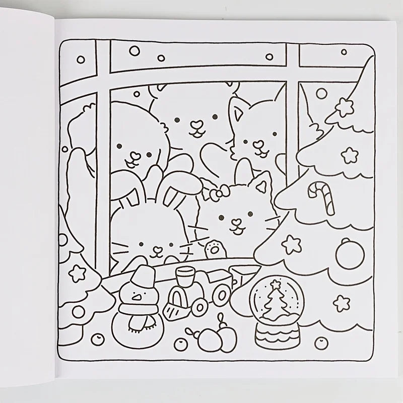 Fun Christmas Coloring Book Adults Teens Winter Festivel Scenes Cute
