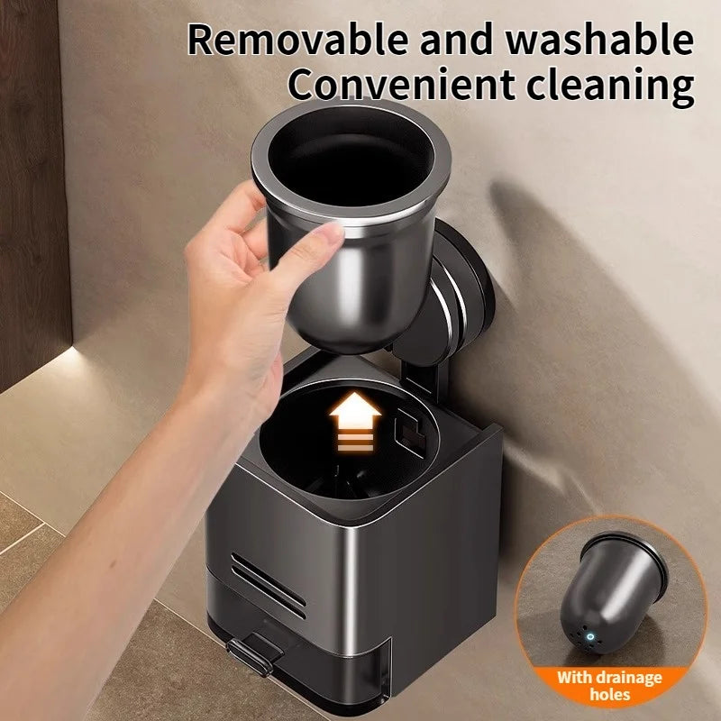 Wall-Mounted Suction Cup Toilet Brush & Holder | No Drilling