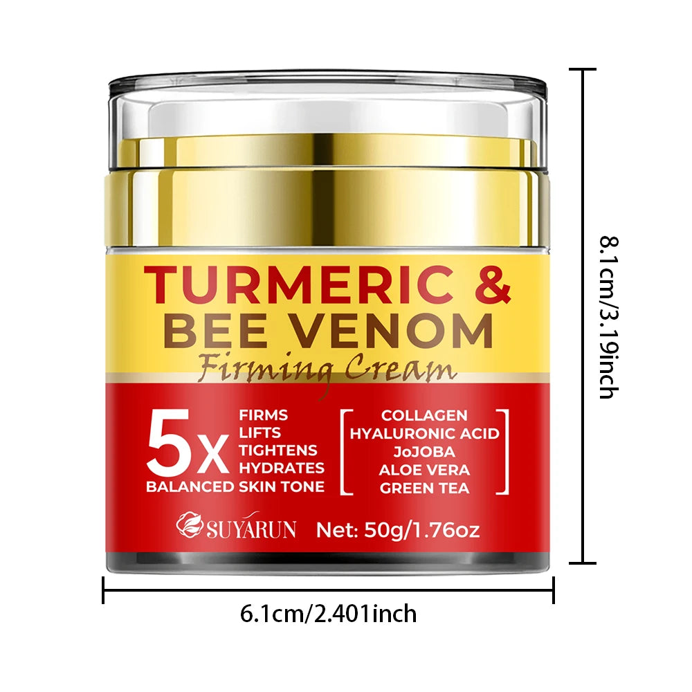 SUYARUN Turmeric & Bee Venom Firming Face Cream - Anti-Aging, Tightening, Moisturizing Skin Care. Day & Night Use Peaceful Pleasures Health and Wellness