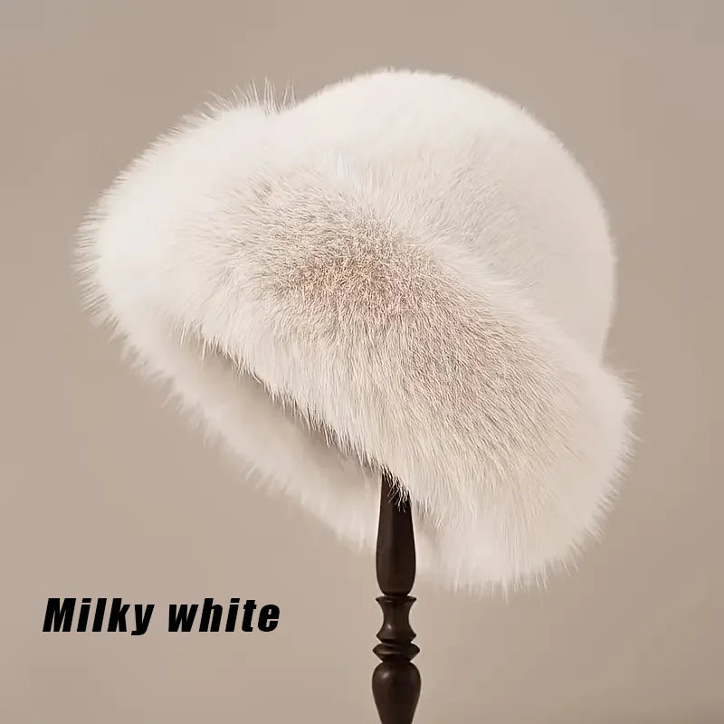 Solid Color Bucket Hat Thick Coldproof Faux Fur Basin Hats Soft Plush Fisherman Cap For Women Autumn & Winter Peaceful Pleasures Health and Wellness Beige One Size