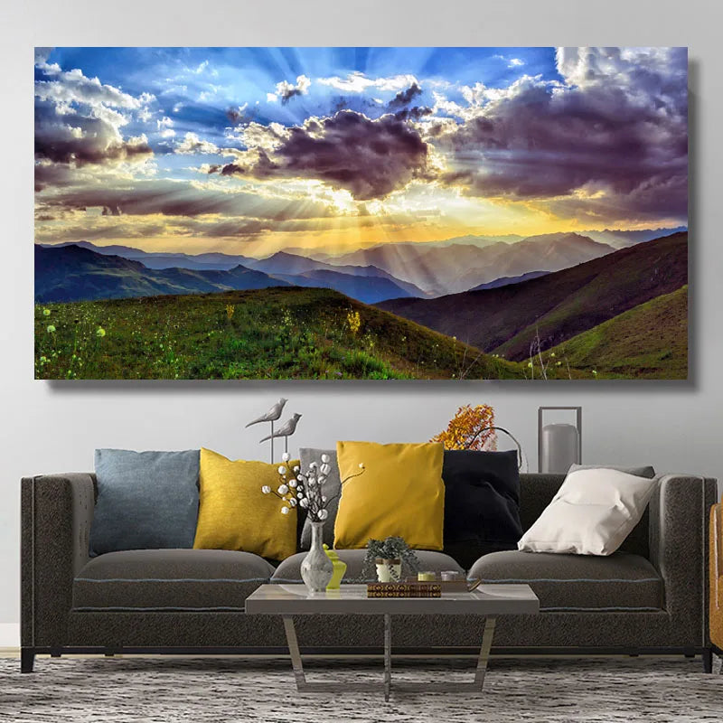 Sunset Beach Large Canvas Wall Art | Landscape Poster No Frame