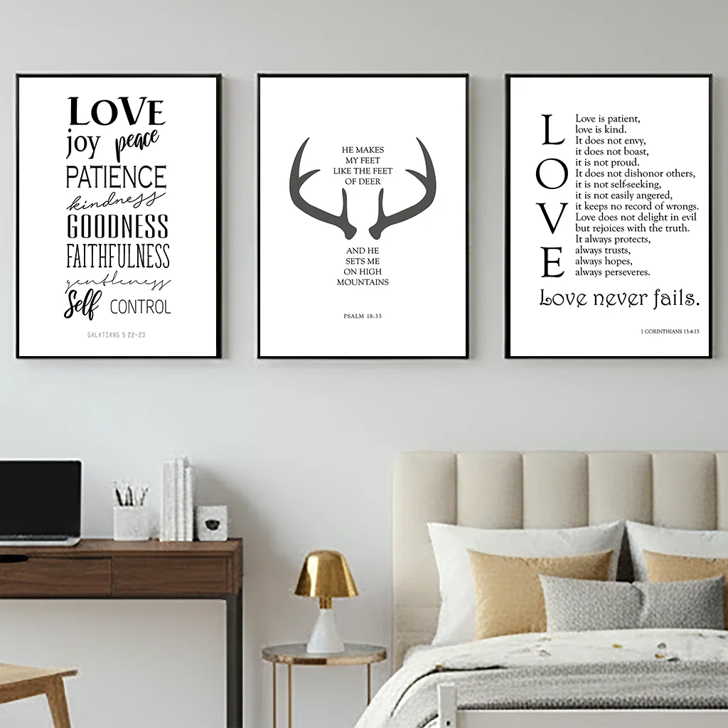 Inspirational Quote Wall Art, Nordic Love Canvas Painting, Minimalist Deer Antler Poster Print for Bedroom Living Room Decor Peaceful Pleasures Health and Wellness