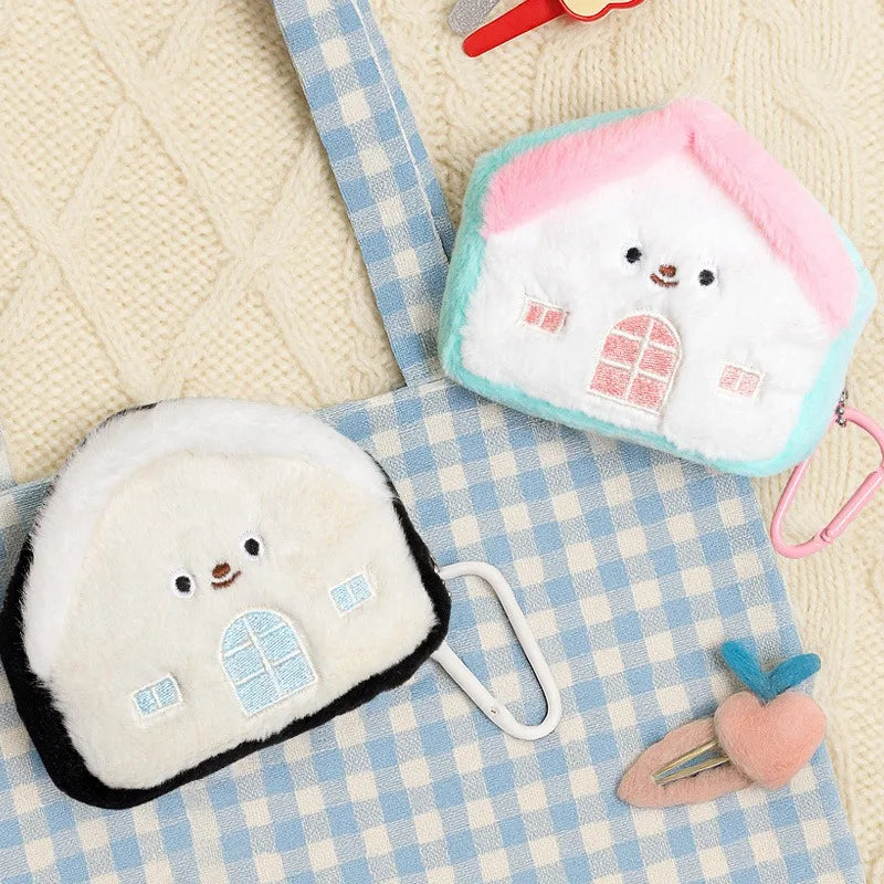 1pc Creative Small House Zero Wallet Headphones Data Cable Storage Bag Portable Sanitary Cotton Bag Girls' Backpack Pendant Peaceful Pleasures Health and Wellness