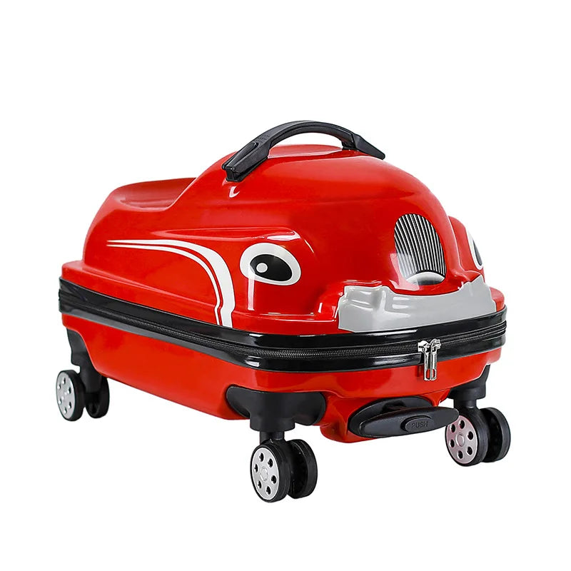 Cartoon Car Children's Pull-On Luggage Suitcase Kindergarten Travel Bag Child Ride-On Twister Cart Peaceful Pleasures Health and Wellness