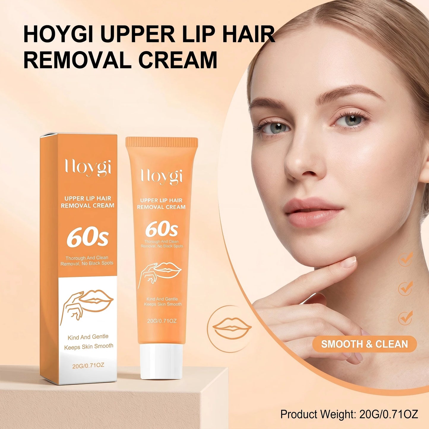 Upper Lip Hair Removal Cream Painless Hair Growth Inhibitor Facial Hair Remover for Women Smooth Upper Lip Skin Depilatory 20g Peaceful Pleasures Health and Wellness