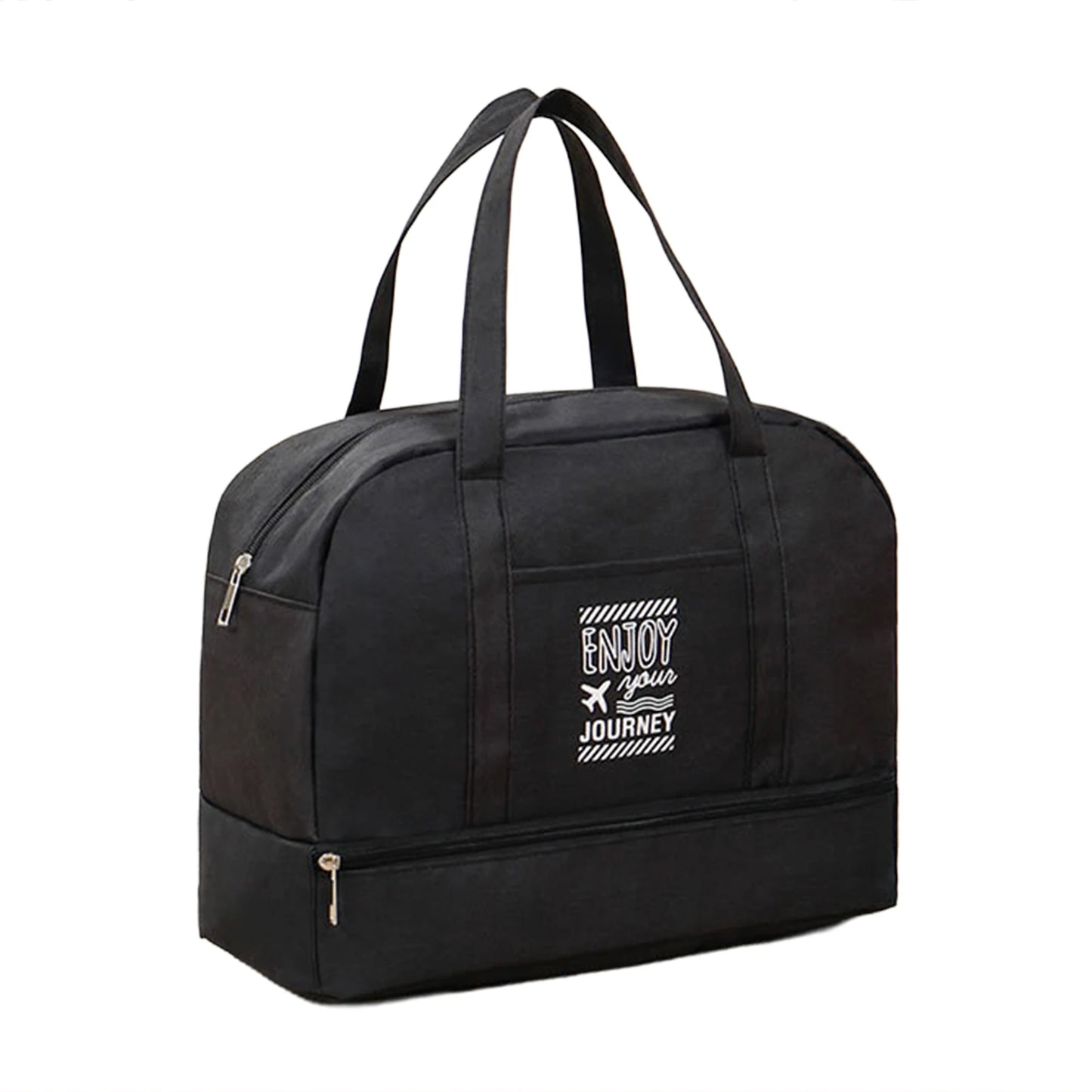 Men's Travel Bag Waterproof Oxford Cloth Large Capacity Double Layer Design for Business and Travel Peaceful Pleasures Health and Wellness Large black