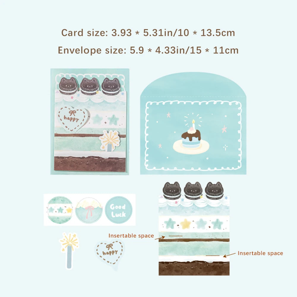 Sparkling Sand Card&envelope Colorful Cake Shop Series Student
