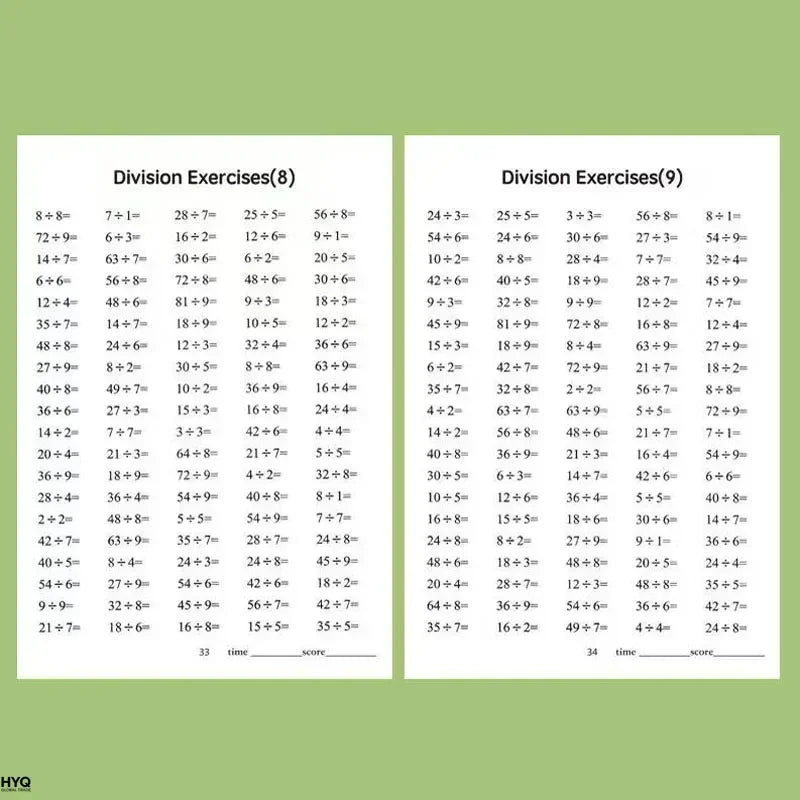 48 Pages Multiplication Division 99 Times Exercise Book Training