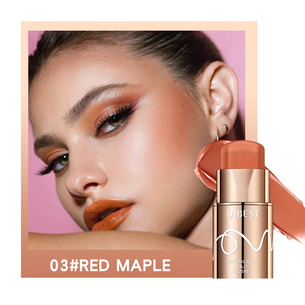 QIBEST Lipstick Blush Stick 3-in-1 Eyes Cheek and Lip Tint Buildable Long Lasting Lightweight Cream Multi Stick Makeup for Women Peaceful Pleasures Health and Wellness 03 RED MAPLE