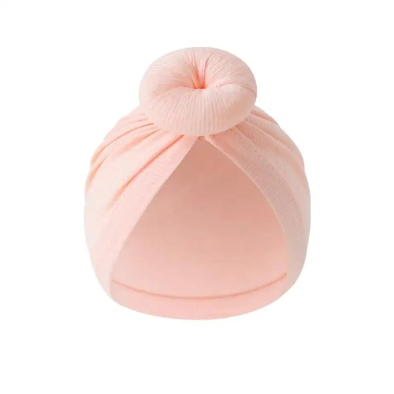 Baby Turban Hat – Soft Cotton Elastic Bun Knot Cap (0–6 Months)