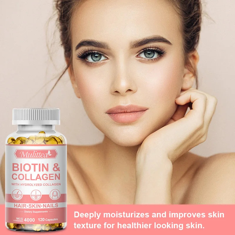 Mulittea Biotin & Collagen Capsules for Hair, Skin & Nails Dietary Supplement Peaceful Pleasures Health and Wellness