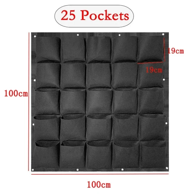 Vertical Wall Hanging Felt Planter Bag | Multi-Pocket Grow Bag