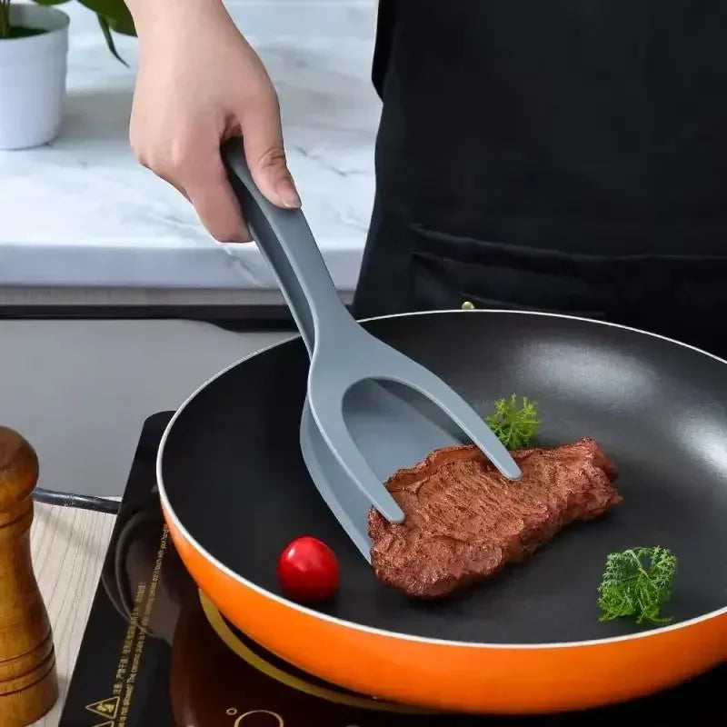 2-in-1 Silicone Spatula Tongs – Egg, Pancake & Steak Turner