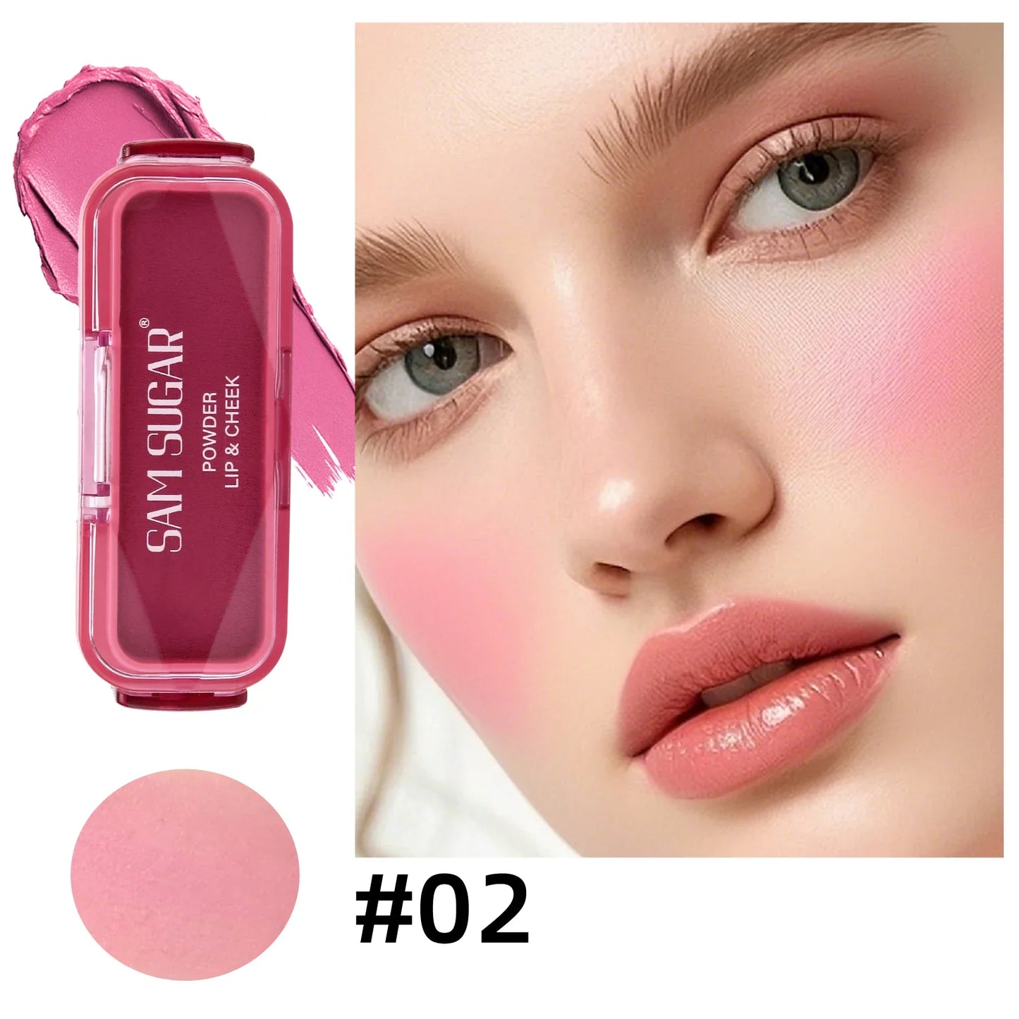 SAM SUGAR Cream Blush Stick – Matte Waterproof Multi-Use Lip & Cheek