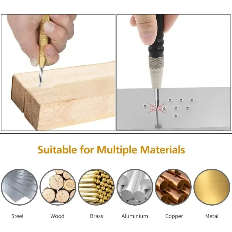 1pcs Automatic Center Punch Automatic Metal Punch Tool Woodworking Tools Loaded Marker Wood Chisel Joinery Carpenter Tool Peaceful Pleasures Health and Wellness