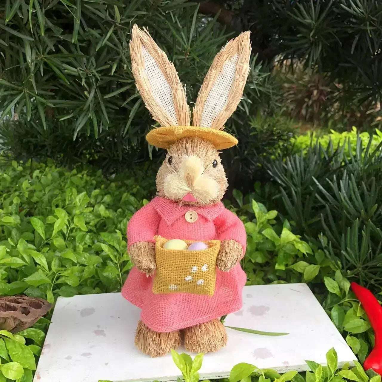 Handmade Straw Easter Bunny Ornament | Rustic Spring Decor