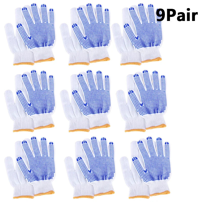 Non-Slip Rubber Dot Gloves Safety Protection Work Glove Home Gardening Mechanics Painter Essential Gloves Peaceful Pleasures Health and Wellness 9Pair