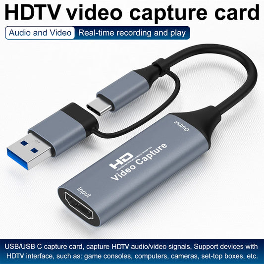 4K HDMI Capture Card USB-A/USB-C for OBS, PS4, Xbox, Switch