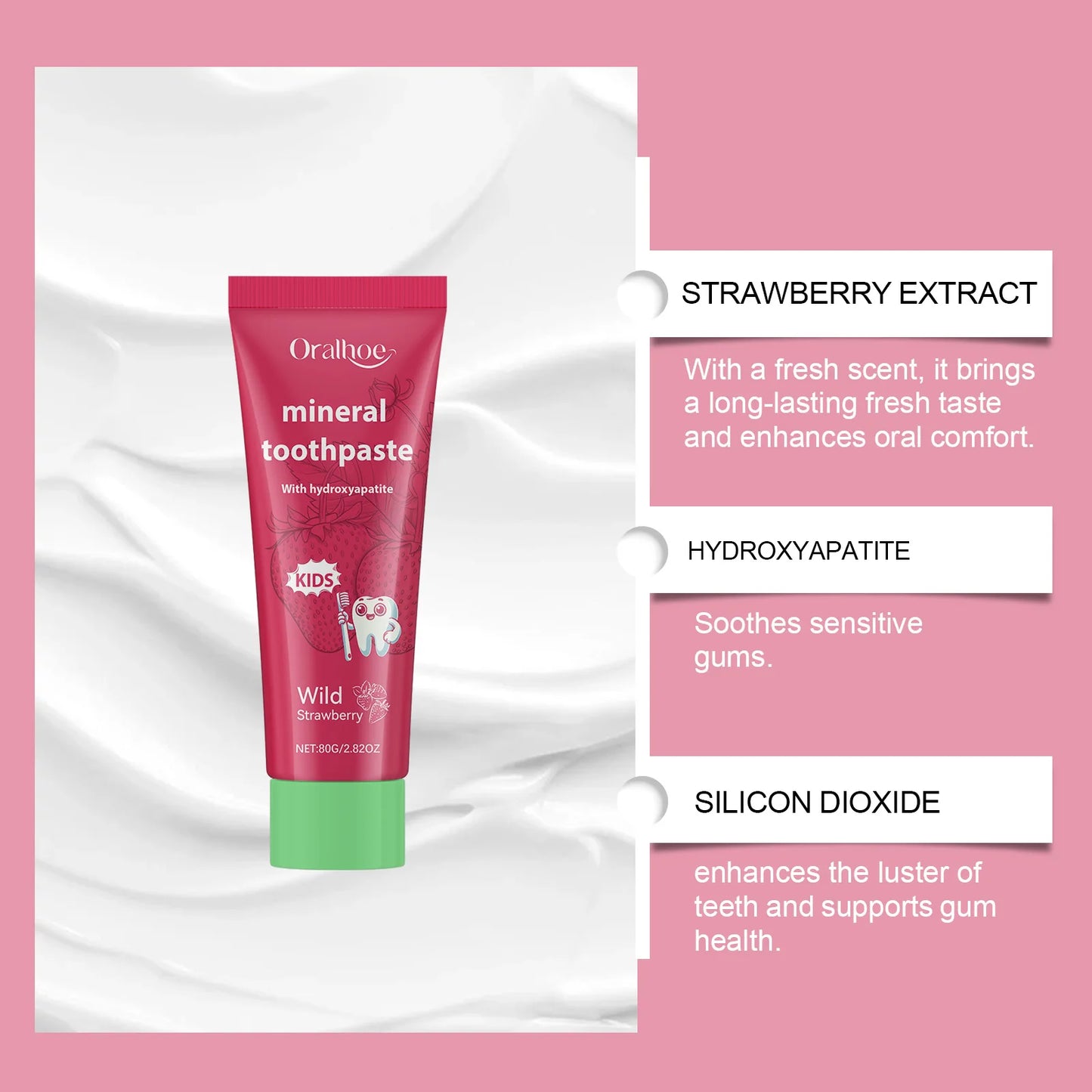 Oralhoe Strawberry Kids Toothpaste – Whitening & Enamel Guard