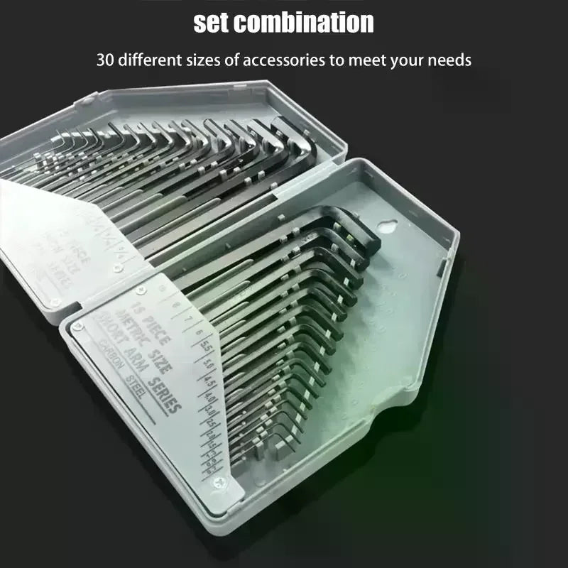 30-Piece S2 Steel SAE & Metric Hex Key Allen Wrench Set Hex Key Wrench Set Peaceful Pleasures Health and Wellness