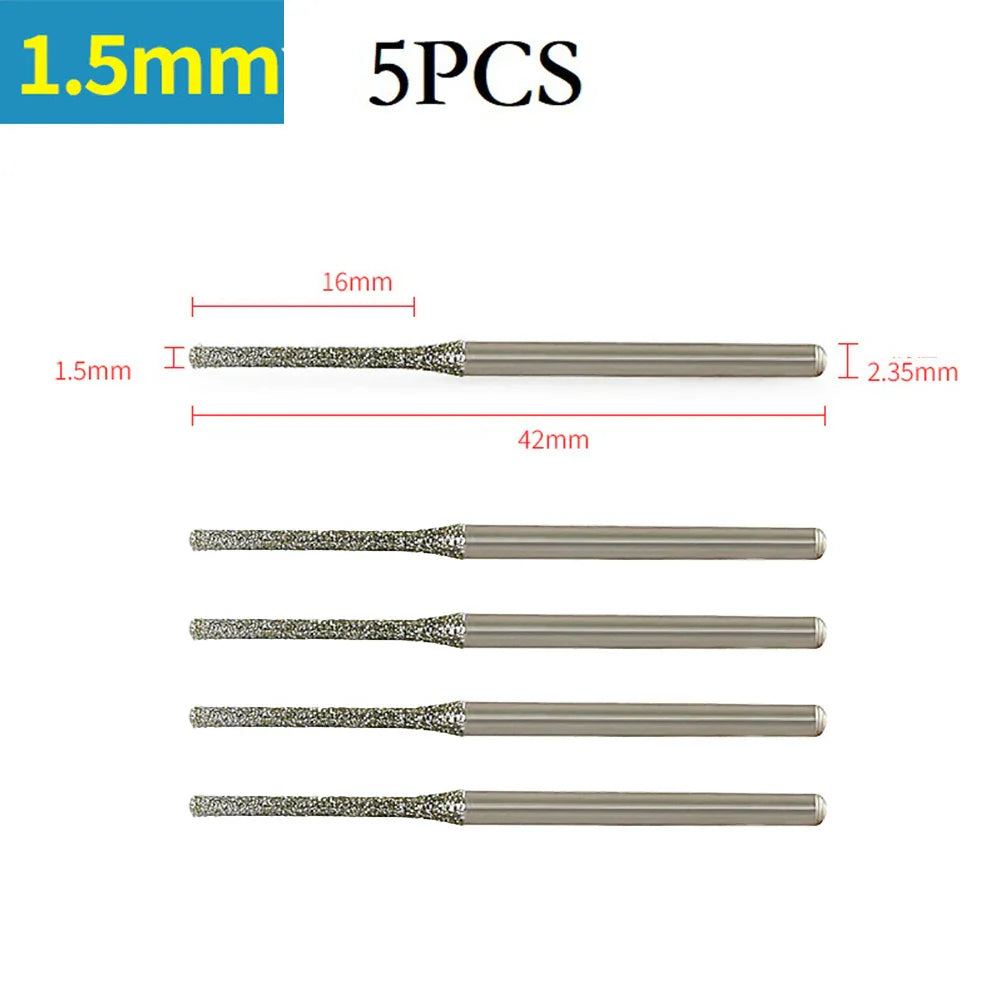 Diamond Drill Bits for Glass & Jewelry – 5 Pack (0.8–2.5mm)