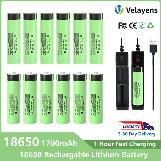 18650 1700mAh 3.7V Rechargeable Li-Ion Battery High-Drain for Flashlights 2-20pcs Bulk Available, 1000+ Charge Cycles Peaceful Pleasures Health and Wellness
