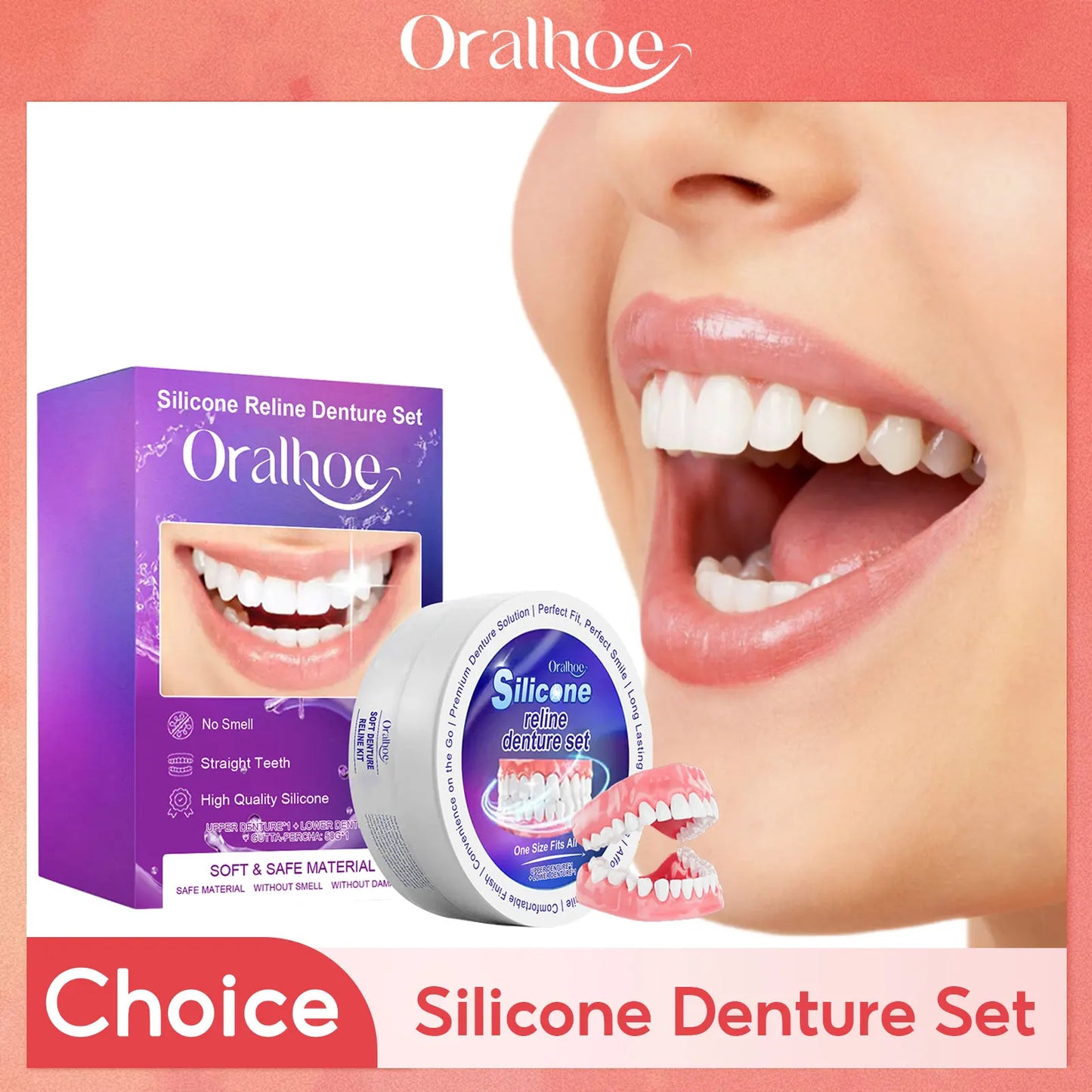 Oralhoe Silicone Temporary Veneer Denture Kit – Upper & Lower