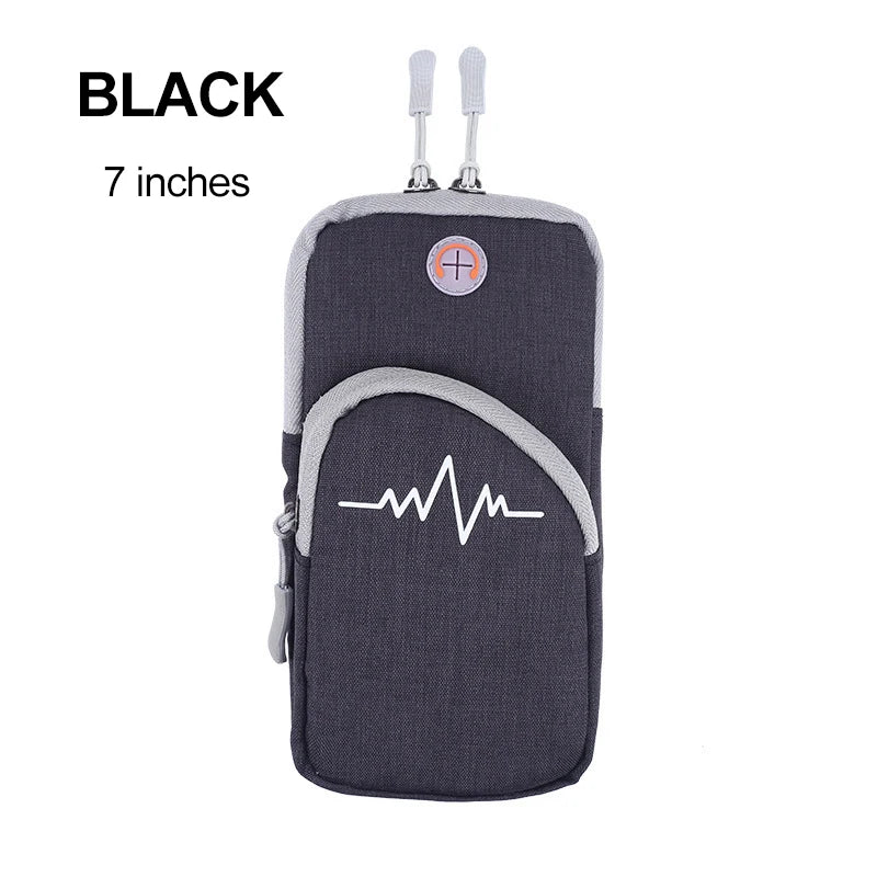 Sports Bag For Mobile Phone Armband For Jogging Cell Phone Accessories Woman mp3/mp4 Bags PU Hand Bag For Running Waterproof Peaceful Pleasures Health and Wellness Black(7 inch)