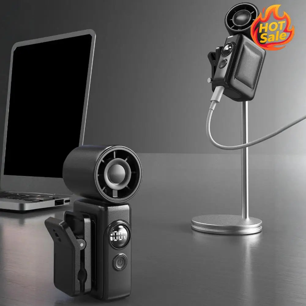 Portable Clip Fan USB-C | LED Display, 2400mAh, 360° Rotate