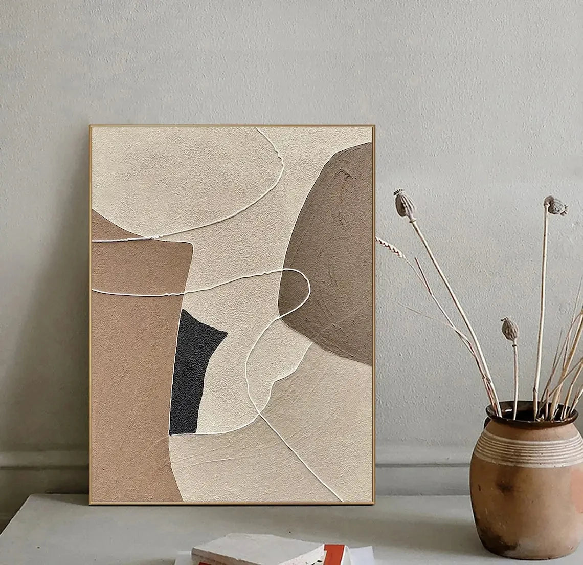 Handmade Textured Wall Art, Beige, Brown, Abstract Oil Painting on Canvas, Neutral, Large Wall Decor, Home Decoration Peaceful Pleasures Health and Wellness