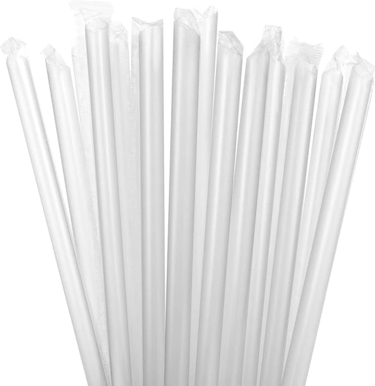 Disposable Plastic Straws 7.75 Inch Individually Wrapped and 11mm Wide Jumbo Plastic Boba Straws -Straight or Bended Straws Peaceful Pleasures Health and Wellness