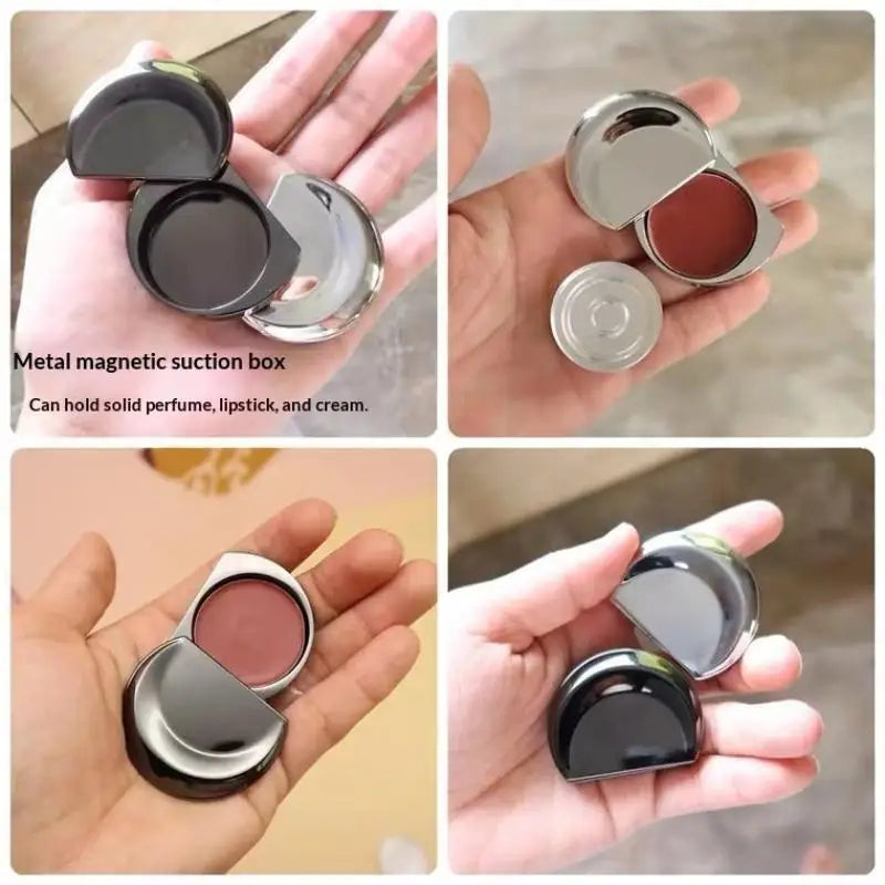 Moon-Shaped Zinc Alloy Balm Tin | Slide Lid Travel Container