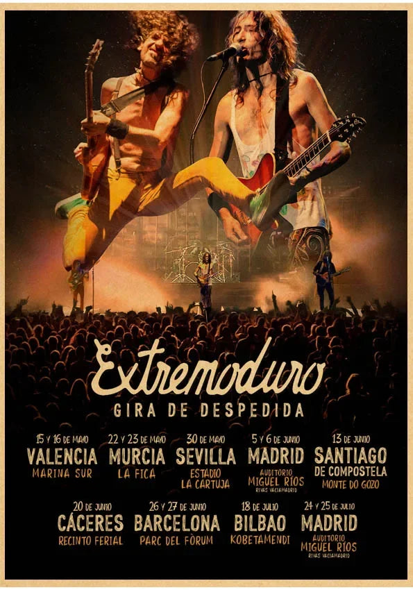 extremoduro Vintage Band Album Poster Coffee Bar Room Decor Living Room Retro Kraft Paper Wall Sticker Art Painting Peaceful Pleasures Health and Wellness 91028 20x30cm