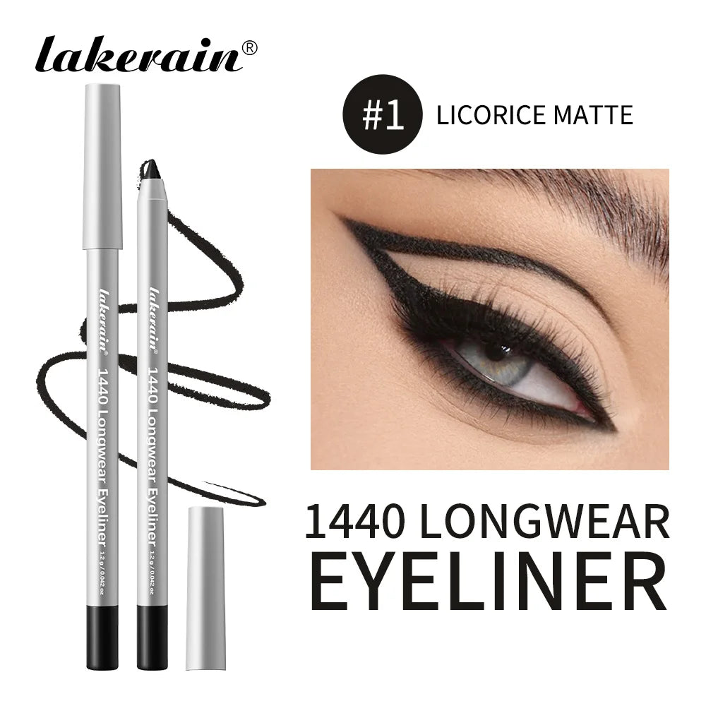 Lakerain Longwear Eyeliner 24h Long-lasting Wear Waterproof Smudge-proof Smooth Precise Application Smokey Eyeliner 12 Color Peaceful Pleasures Health and Wellness 1