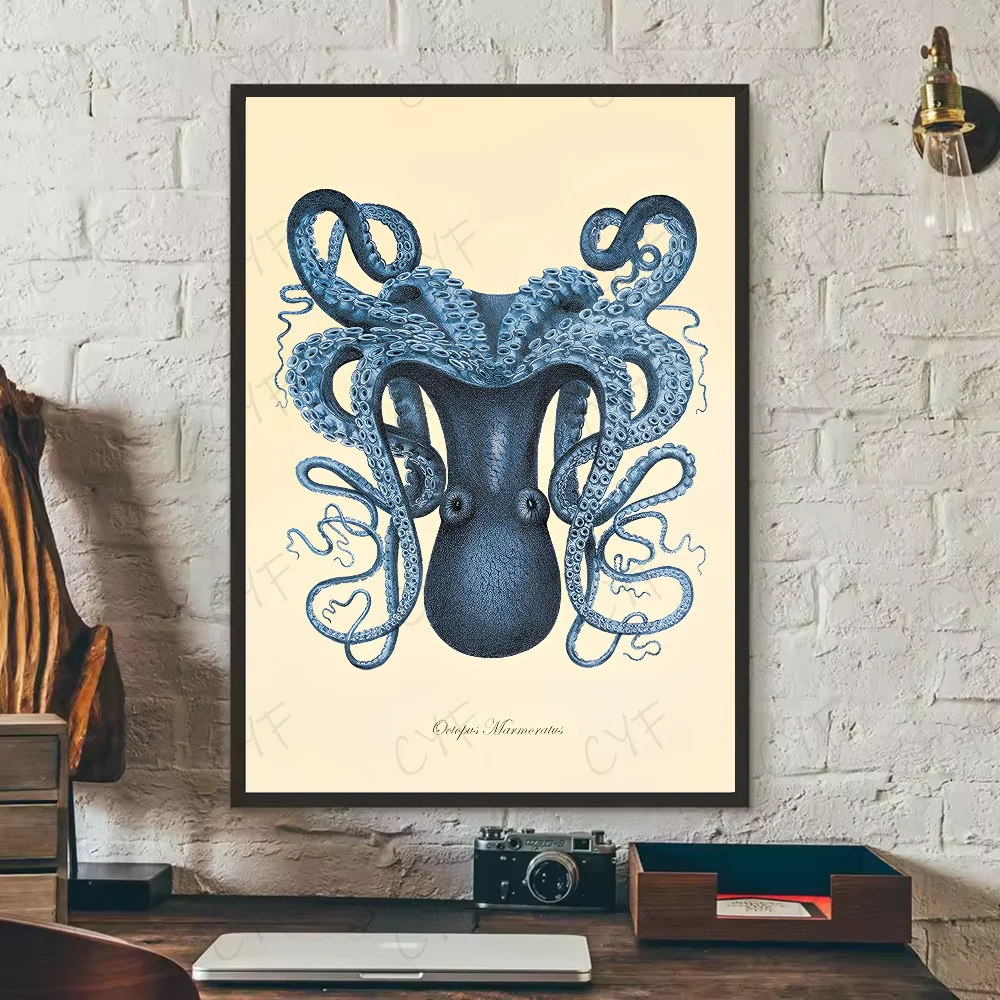 Blue Sea Creature Coral Shrimp Poster HD art sticky wall waterproof home living room bedroom bar aesthetic decoration Peaceful Pleasures Health and Wellness z1 30X40cmNoframe