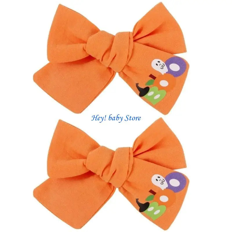 Halloween Bowknot Hair Clips for Baby Girls – 2PCS Barrettes