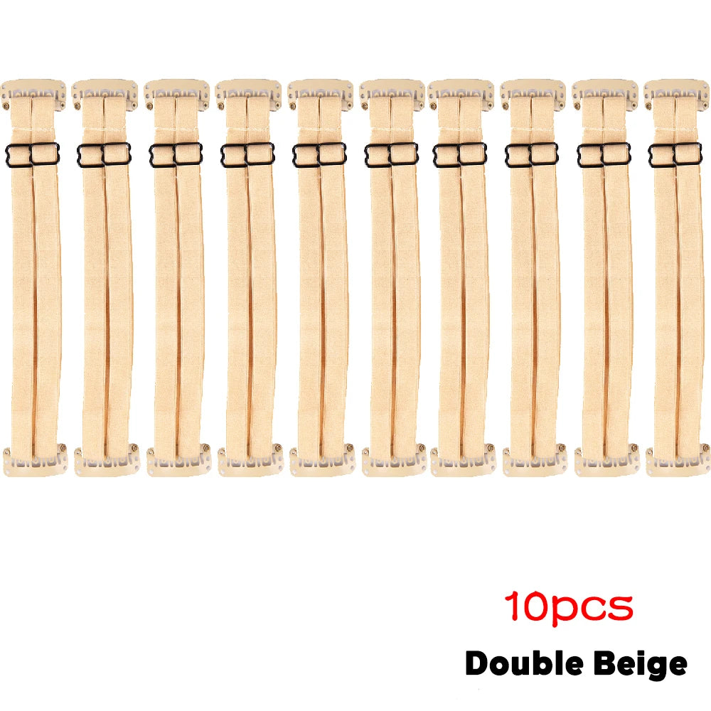10 Pcs Magic Eye Pulls Elastic Band Adjustable Single/Double Tighten Foxy Eyes Lift Eyebrow With Bb Clips Elastic Eyes Lift Band Peaceful Pleasures Health and Wellness 10Pcs Double Beige