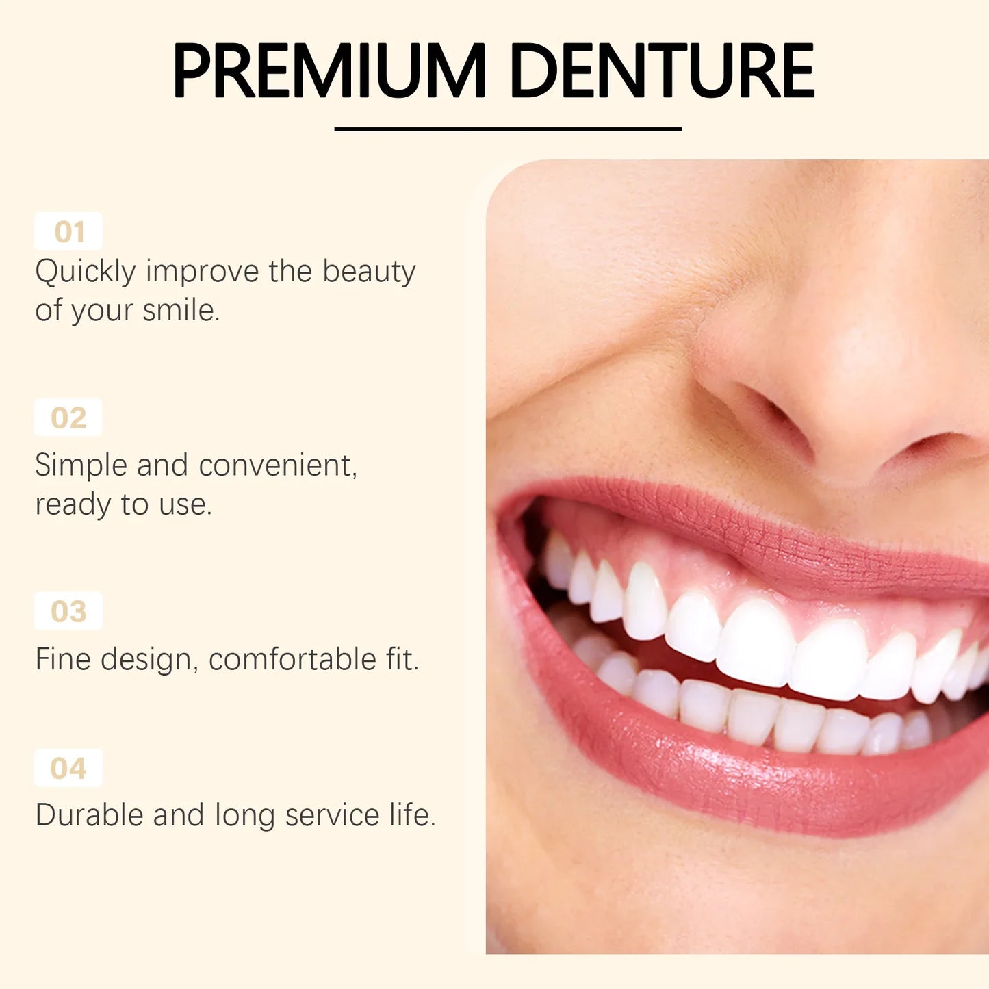 Soft Silicone Full Dentures Set – Upper & Lower Over Gums