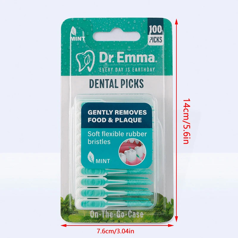 100-Pack Silicone Interdental Brushes | Interproximal Flossing