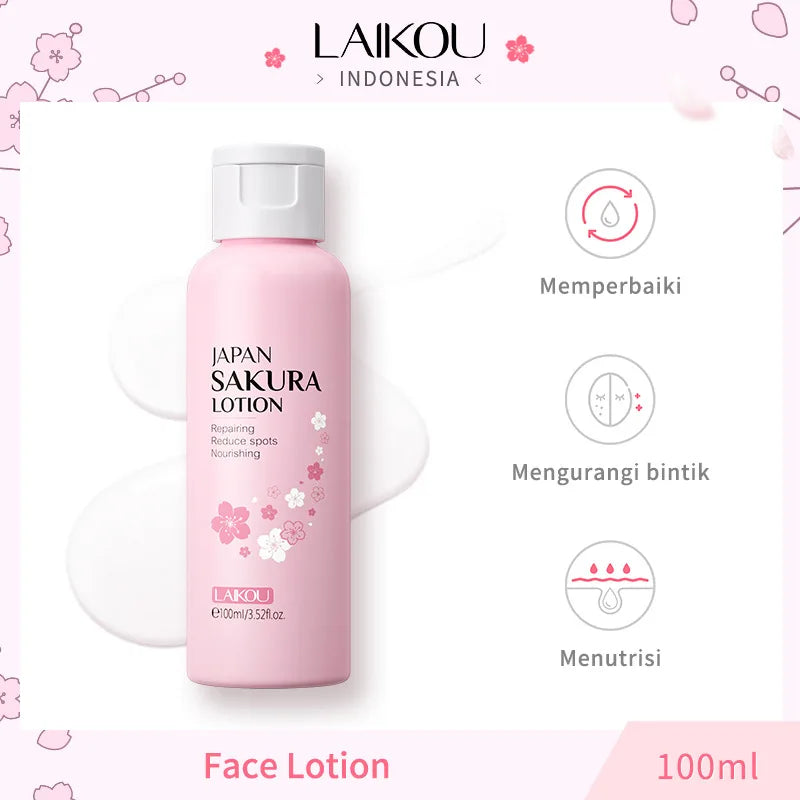 LAIKOU Sakura Face Lotion Moisturizing Essence Shrink Pores Repairing Improve Skin Elasticity 100ML Peaceful Pleasures Health and Wellness