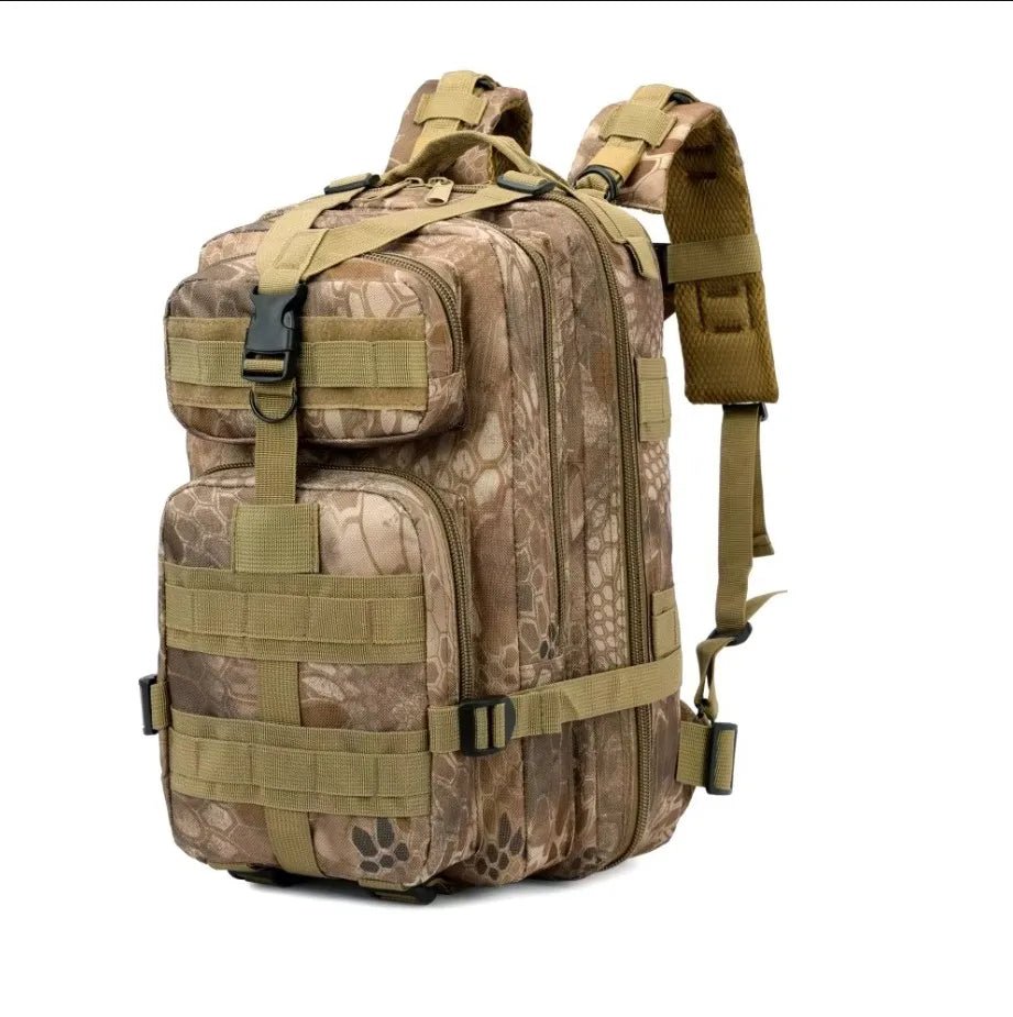 30L Large Duffle Bag, Outdoor Camouflage Backpack for Hiking Camping Travel Fishing Gym Peaceful Pleasures Health and Wellness Brown Python