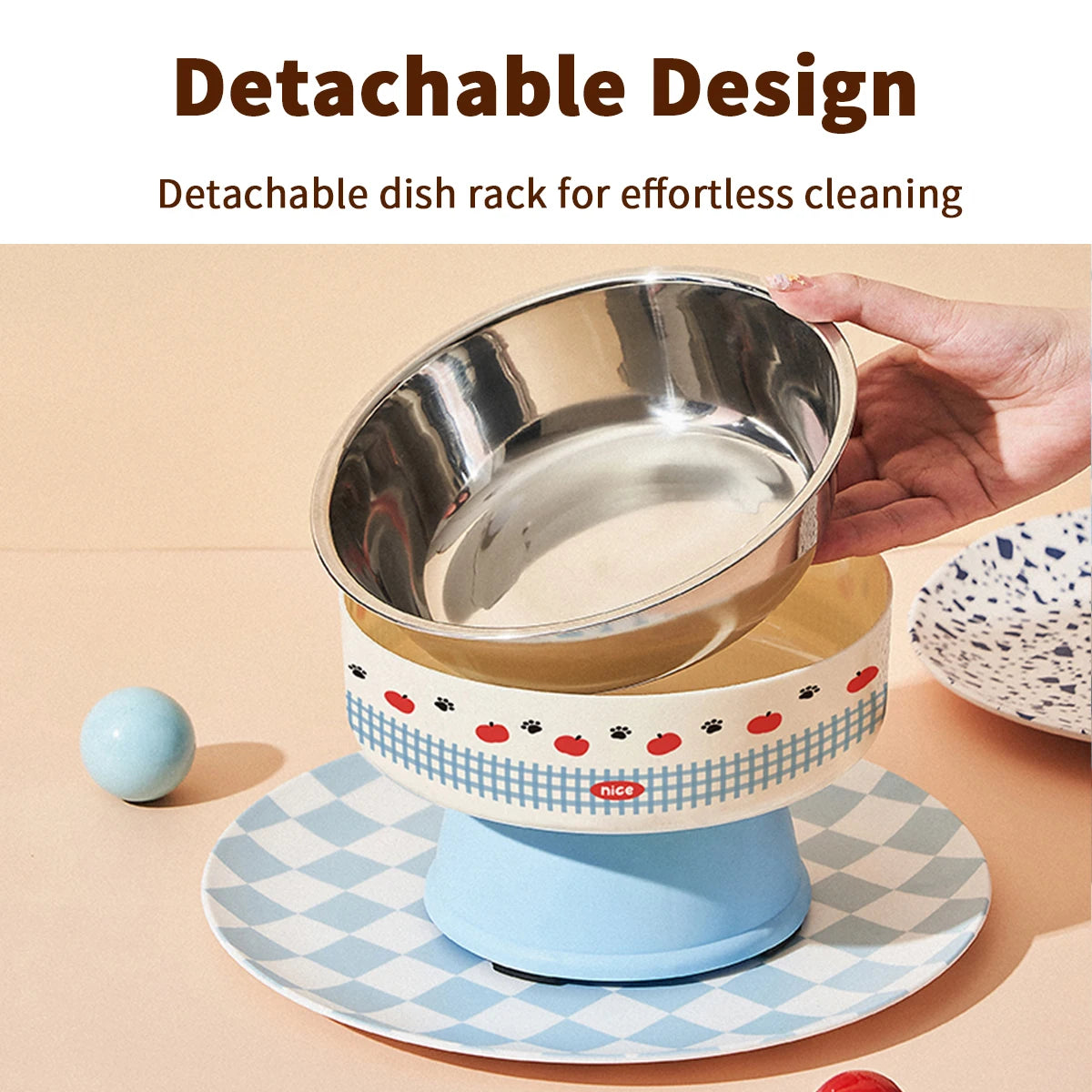New Cat Bowls Pet Stainless Steel Bowls Cat High Foot Neck Protection Bowls Dog Large Capacity Feeding Device Dog Bowls Pet Bowl Peaceful Pleasures Health and Wellness