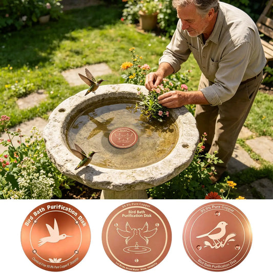 Copper Bird Bath Purification Disk | Garden Water Cleaner Bird Bath Accessory Oasis Select