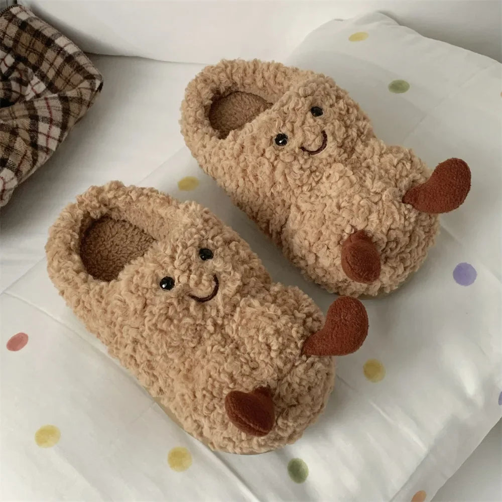 Creativity New Winter Cartoon Fun Peanut Warm Plush Slippers Indoor Fashion Casual Comfortable Non Slip Household Cotton Shoes Peaceful Pleasures Health and Wellness